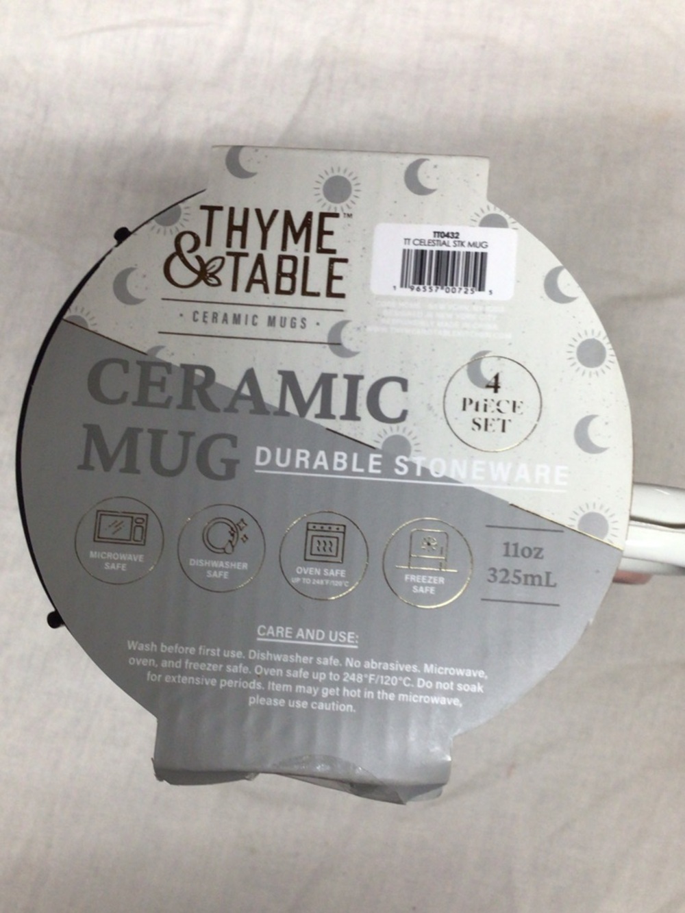 Thyme & Table Ceramic Mug Set - White Celestial Design